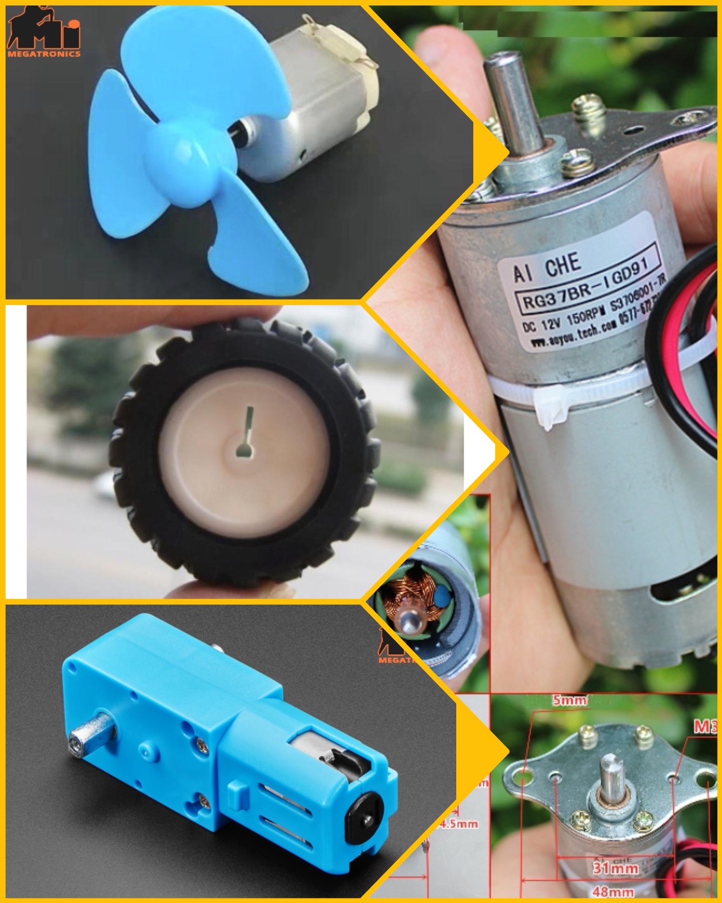 Gear Motors, wheel motors, Fan motors, EDF